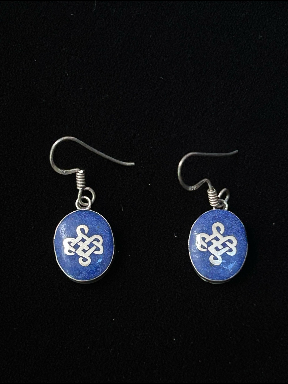 925 Sterling Silver Lapis Lazuli Celtic Knot Drop Earrings